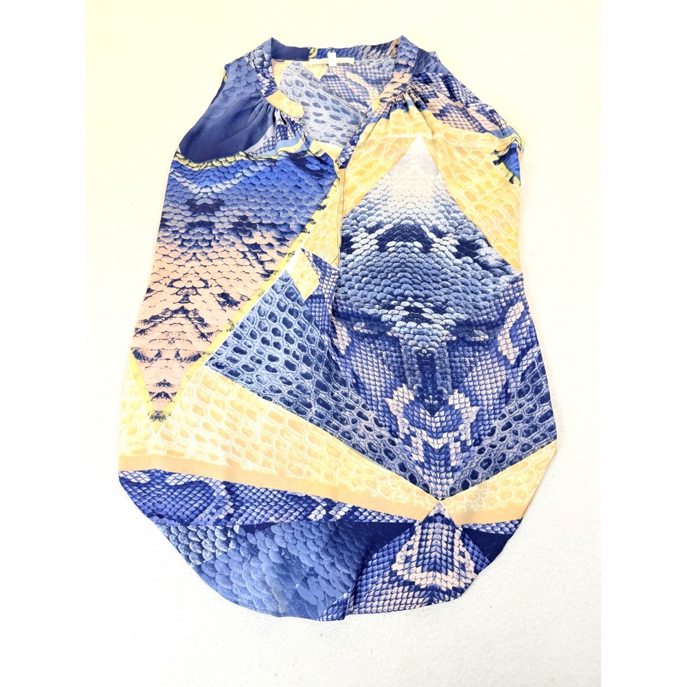 Parker Sleeveless Blouse Womens Small Blue Animal Print Boho